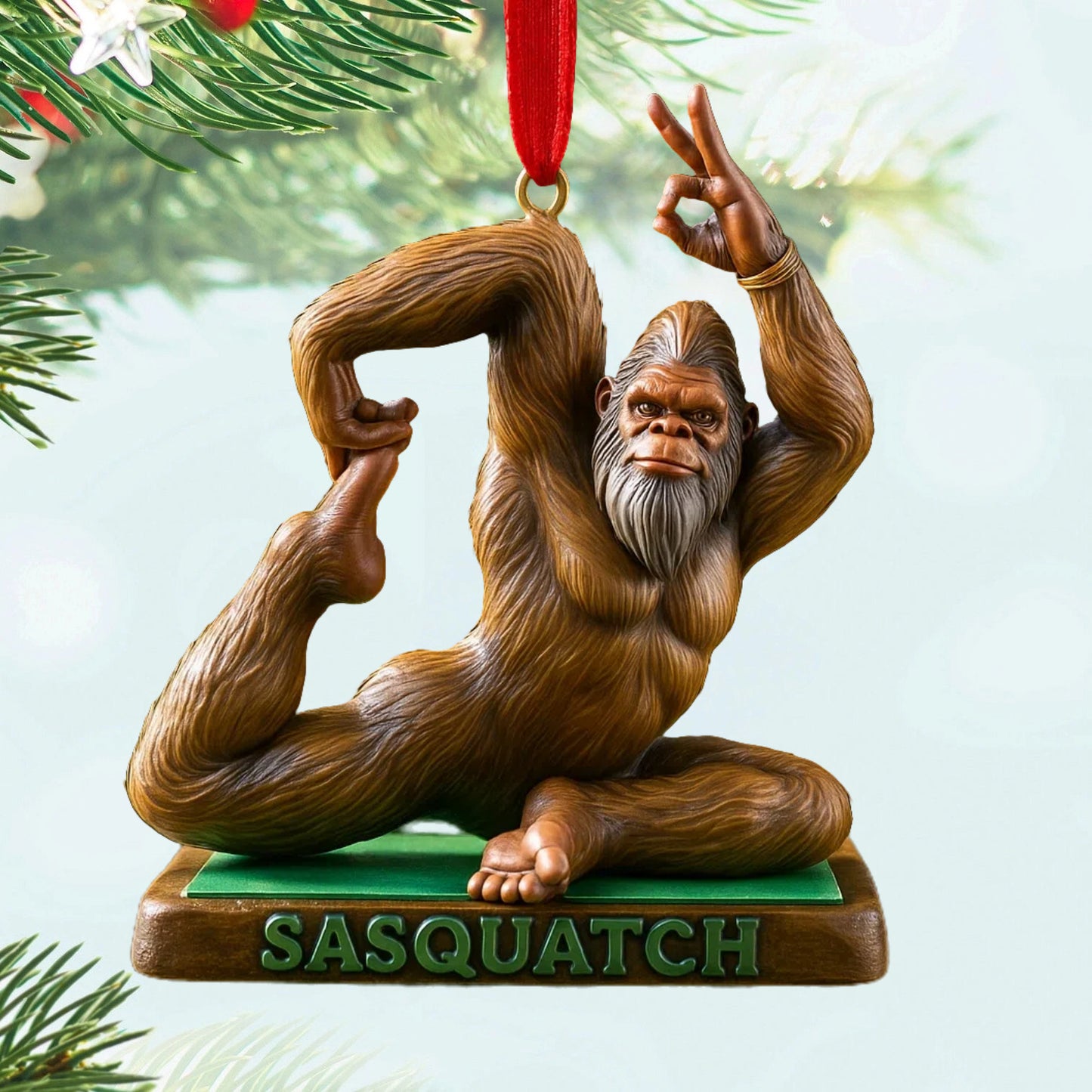 Yoga Bigfoot Ornament