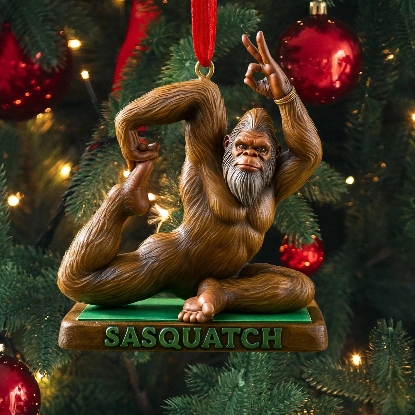 Yoga Bigfoot Ornament