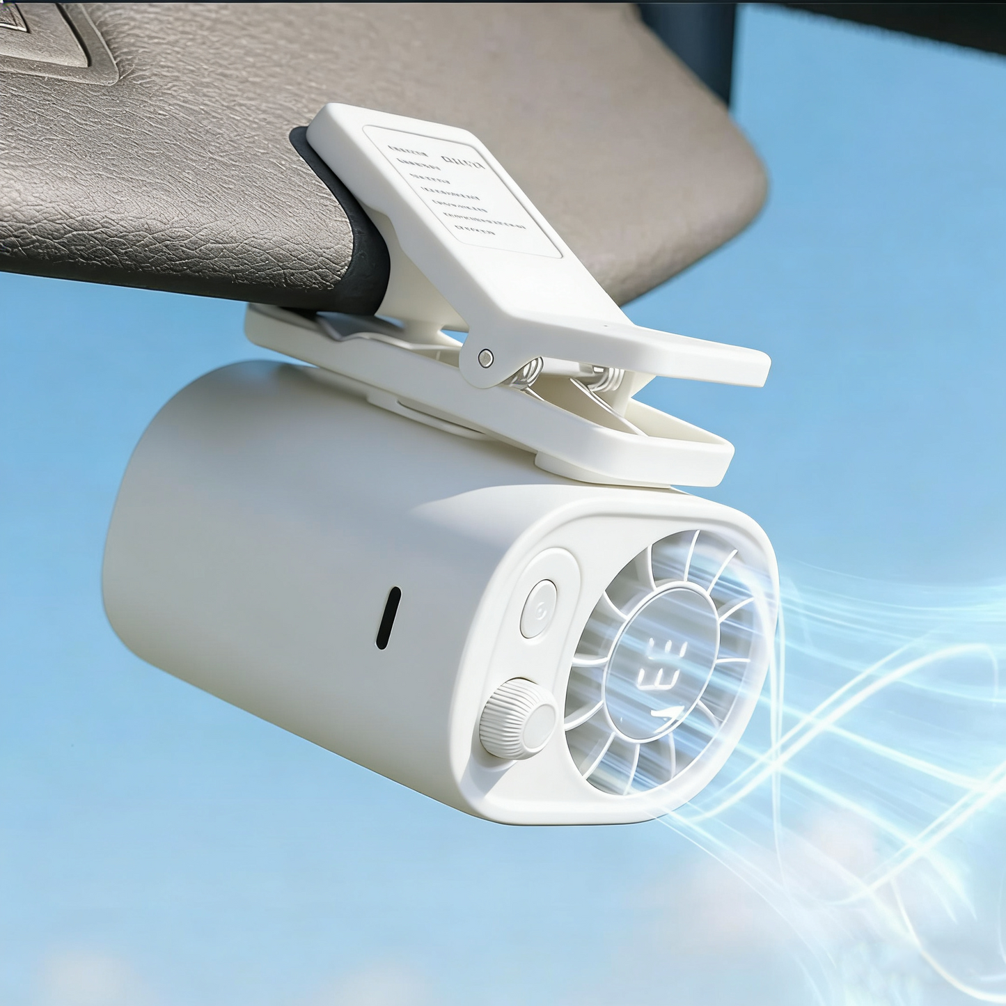 Car LCD Clip Fan 360° Rotatable 100 Speed Wind 12V USB Rechargeable 1800mAh Electric Fan Low Noise Mini Fan Clamp Anywhere Black