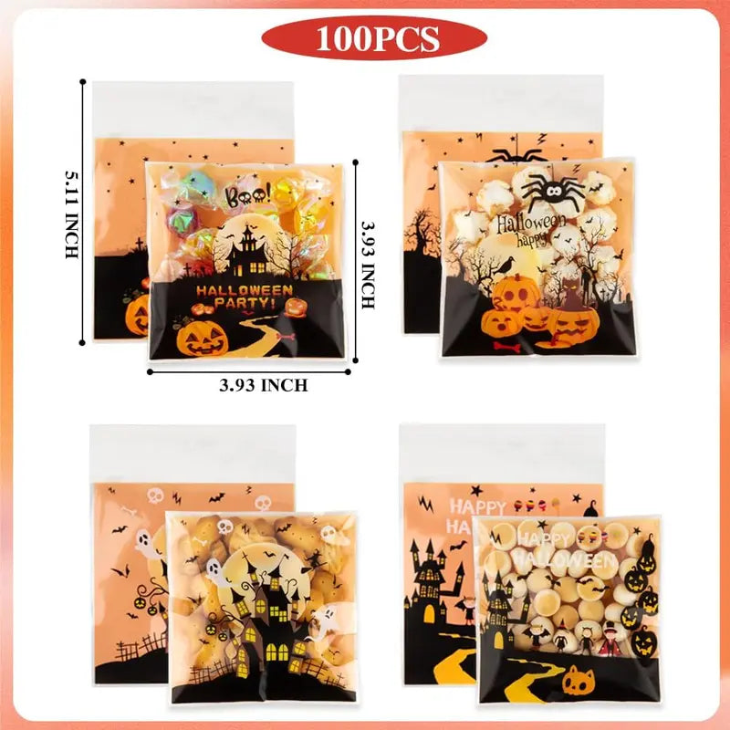 🎃Halloween Early Sale 50% OFF-100 PCS Halloween Candy Bags(4x4 Inch)
