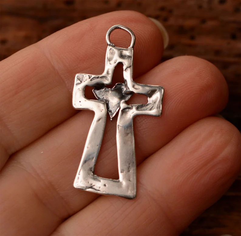 ✝️100% Handmade Silver Cross Healing Heart(James Cooper Handmade®)