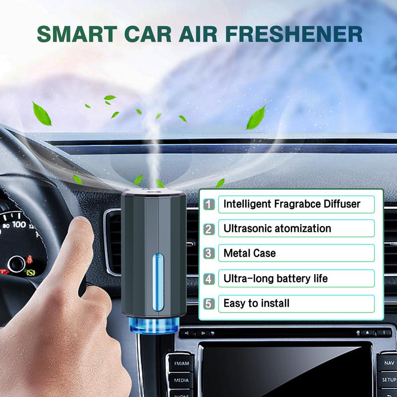 Smart Car Air Freshener with Three Adjustable Concentration Scent Levels, Portable Waterless Car Diffuser Air Freshener Car Aromatherapy Diffuser