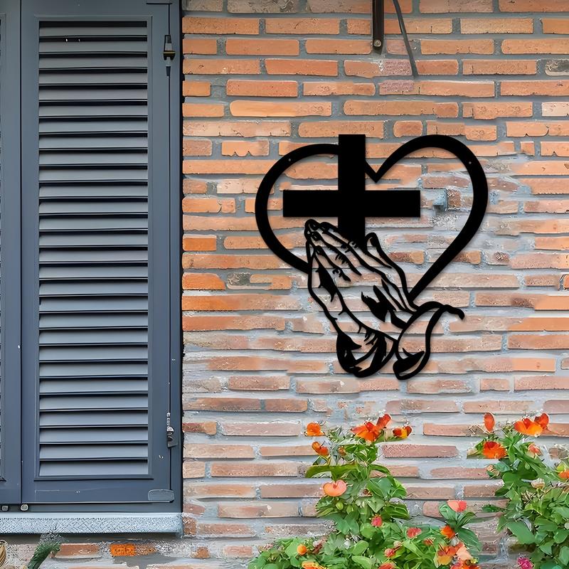 100% Handmade Elegant Metal Christian Heart & Cross Wall Art