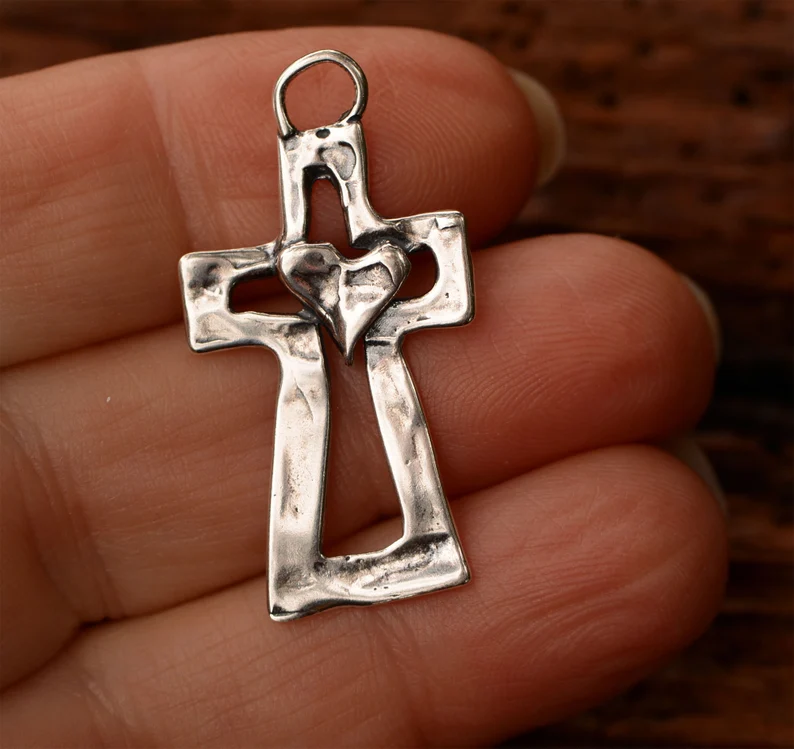 ✝️100% Handmade Silver Cross Healing Heart(James Cooper Handmade®)