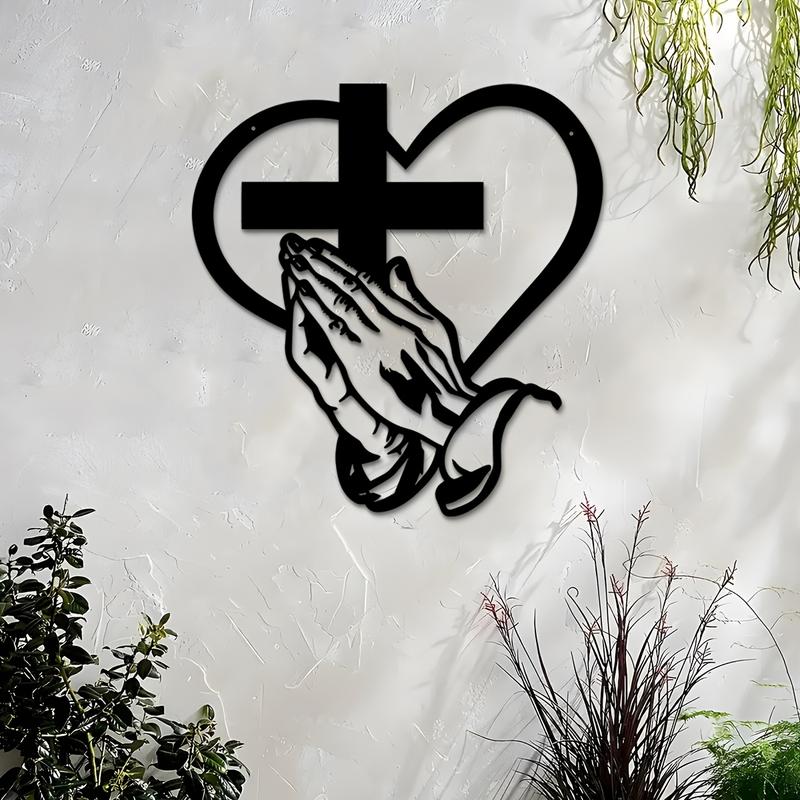 100% Handmade Elegant Metal Christian Heart & Cross Wall Art