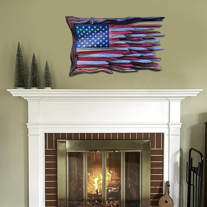 Handcraft Wooden American Flag