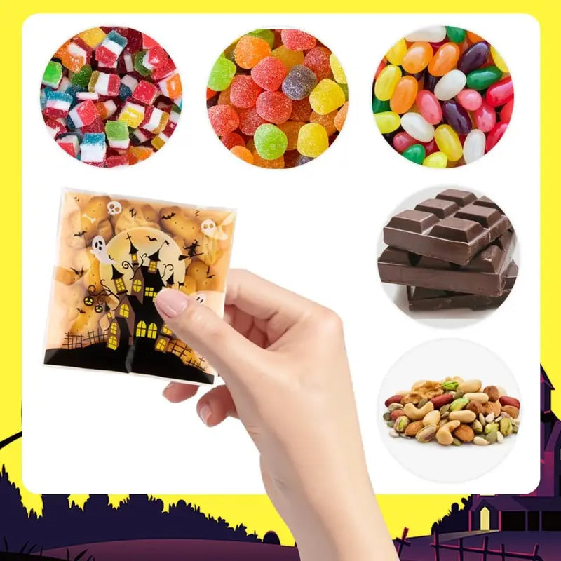 🎃Halloween Early Sale 50% OFF-100 PCS Halloween Candy Bags(4x4 Inch)