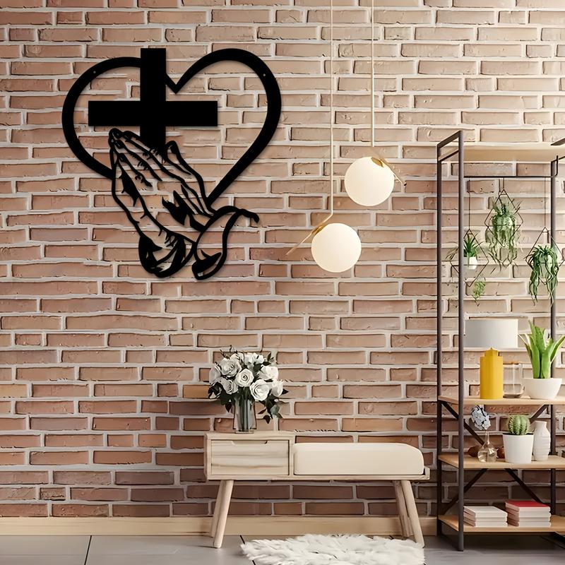 100% Handmade Elegant Metal Christian Heart & Cross Wall Art