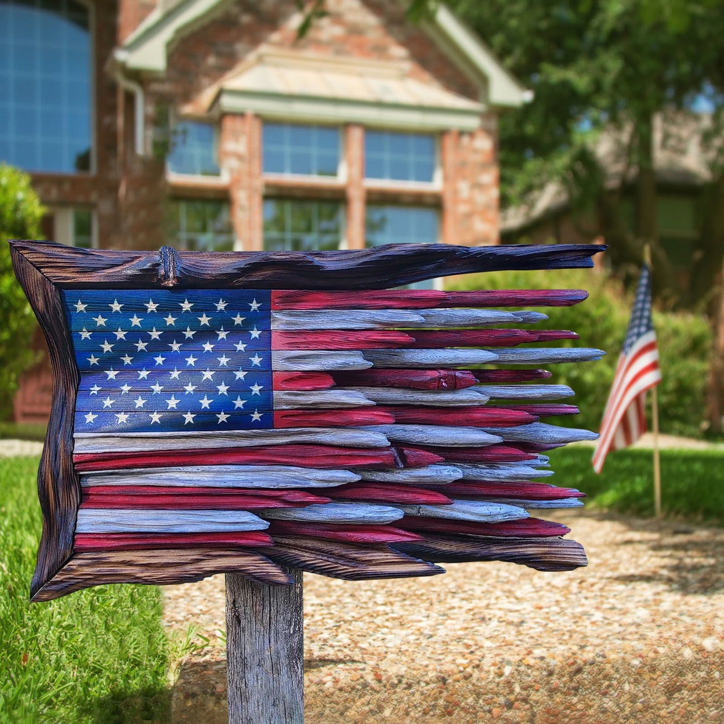 Handcraft Wooden American Flag