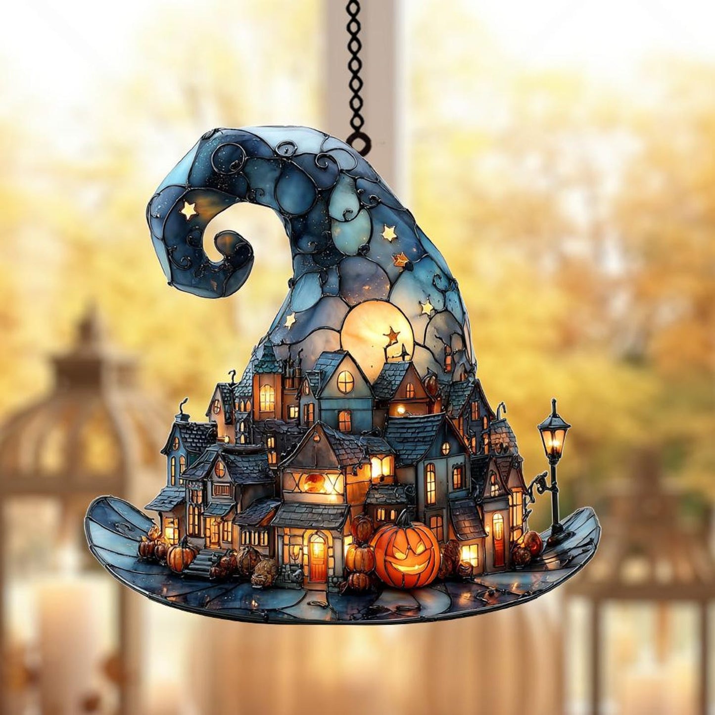 🔥2025 Witch Hat Village Colorful Glass Suncatcher