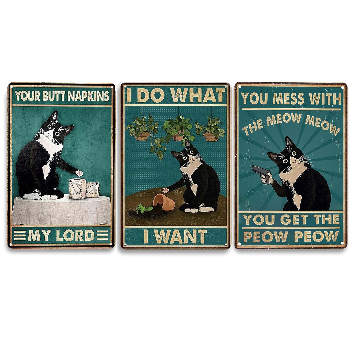 😹✨Funny Cat Sign Vintage Cat Wall Art