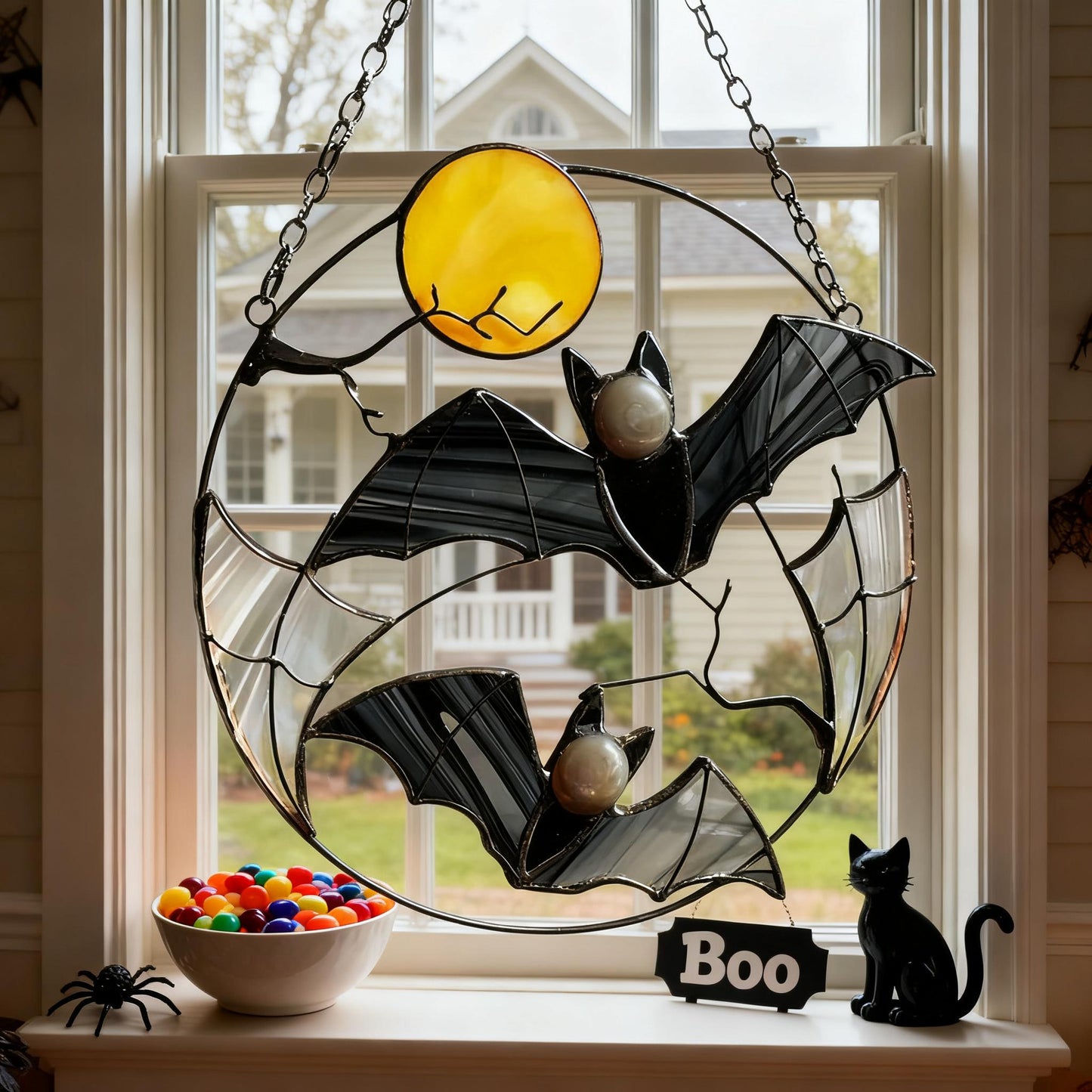 🎃Halloween Early Sale 50% OFF-Halloween Gothic Suncatcher Bat Moon Home Decor