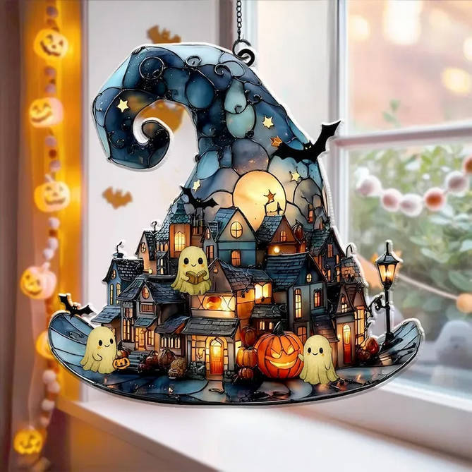 🔥2025 Witch Hat Village Colorful Glass Suncatcher