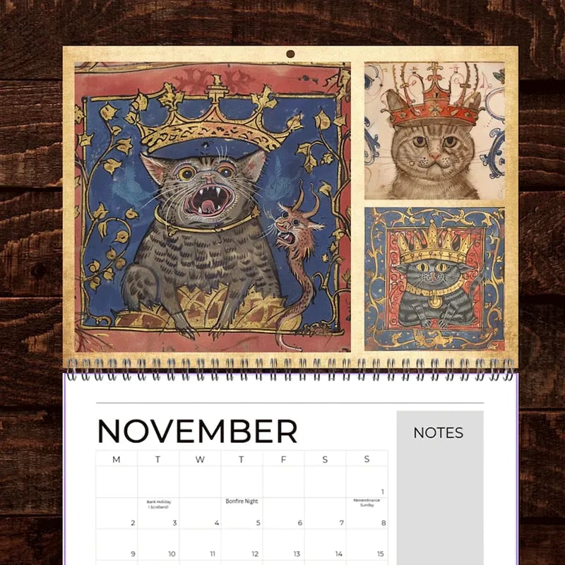 🔥LAST DAY SALE 50% OFF - 🐱👑Medieval Cats with Crowns Calendar 2026📅