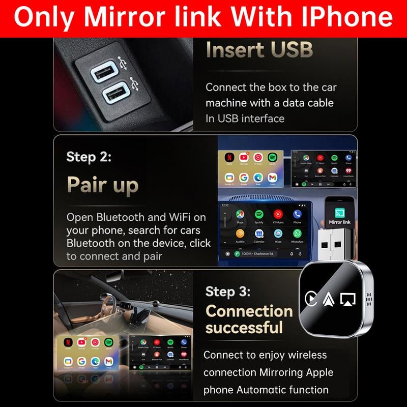 2026 Carplay 3 in 1 Wireless Mirror Link Adapter