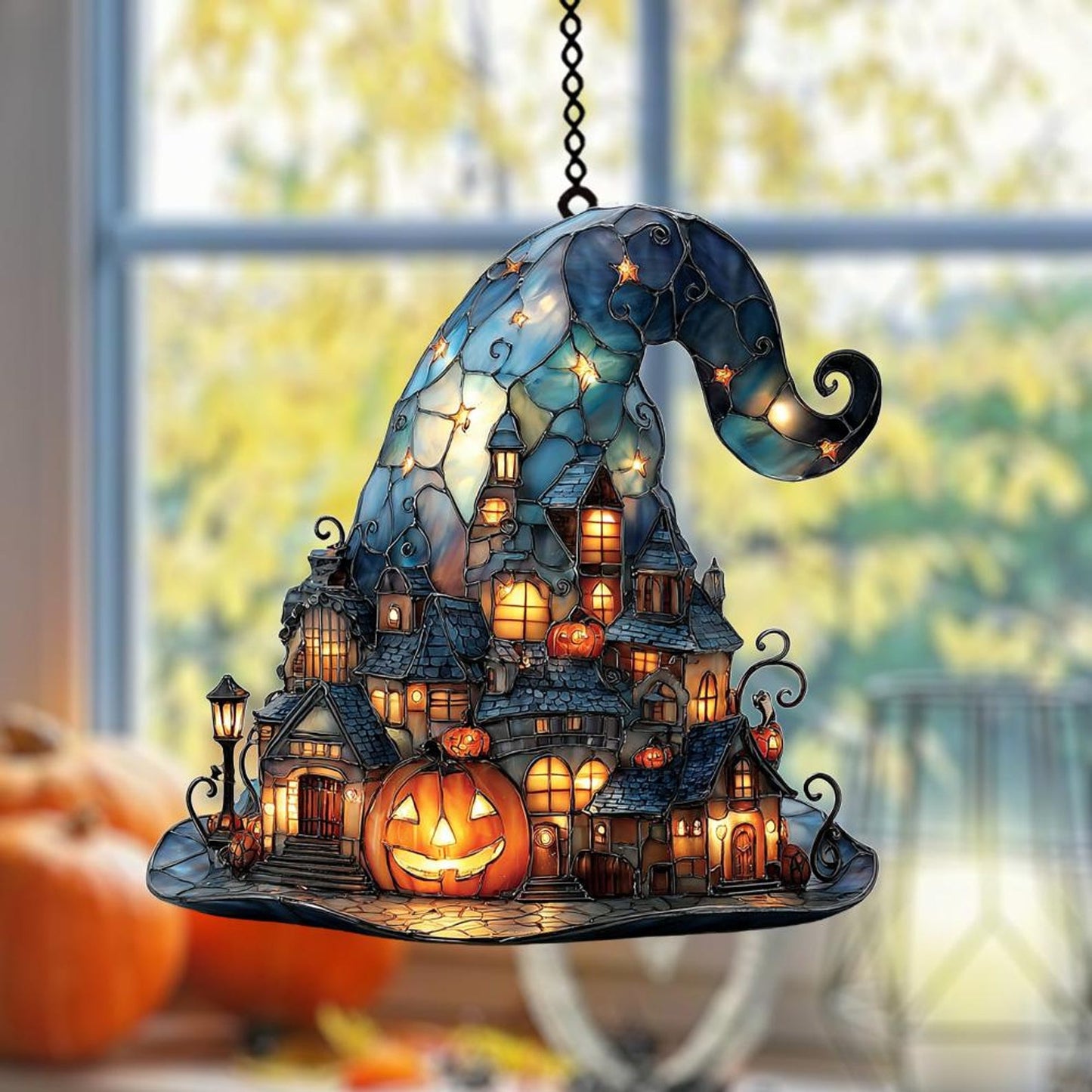 🔥2025 Witch Hat Village Colorful Glass Suncatcher