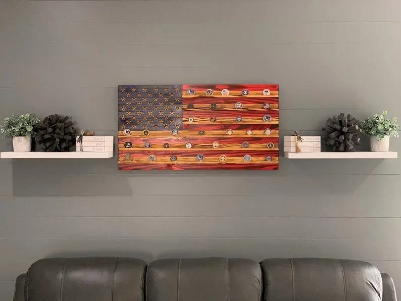 ⚡️LAST DAY 49% OFF - 🇺🇸Challenge Coin Display Rack Holder - Rustic American Flag - 🎁BUY MORE SAVE MORE