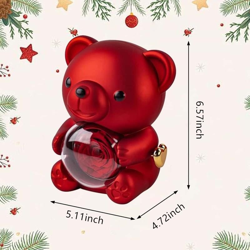 🐻❤️Cute Teddy Bear with Preserved Rose(✨Necklace Included)