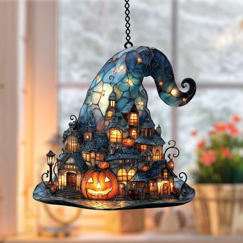 🔥2025 Witch Hat Village Colorful Glass Suncatcher