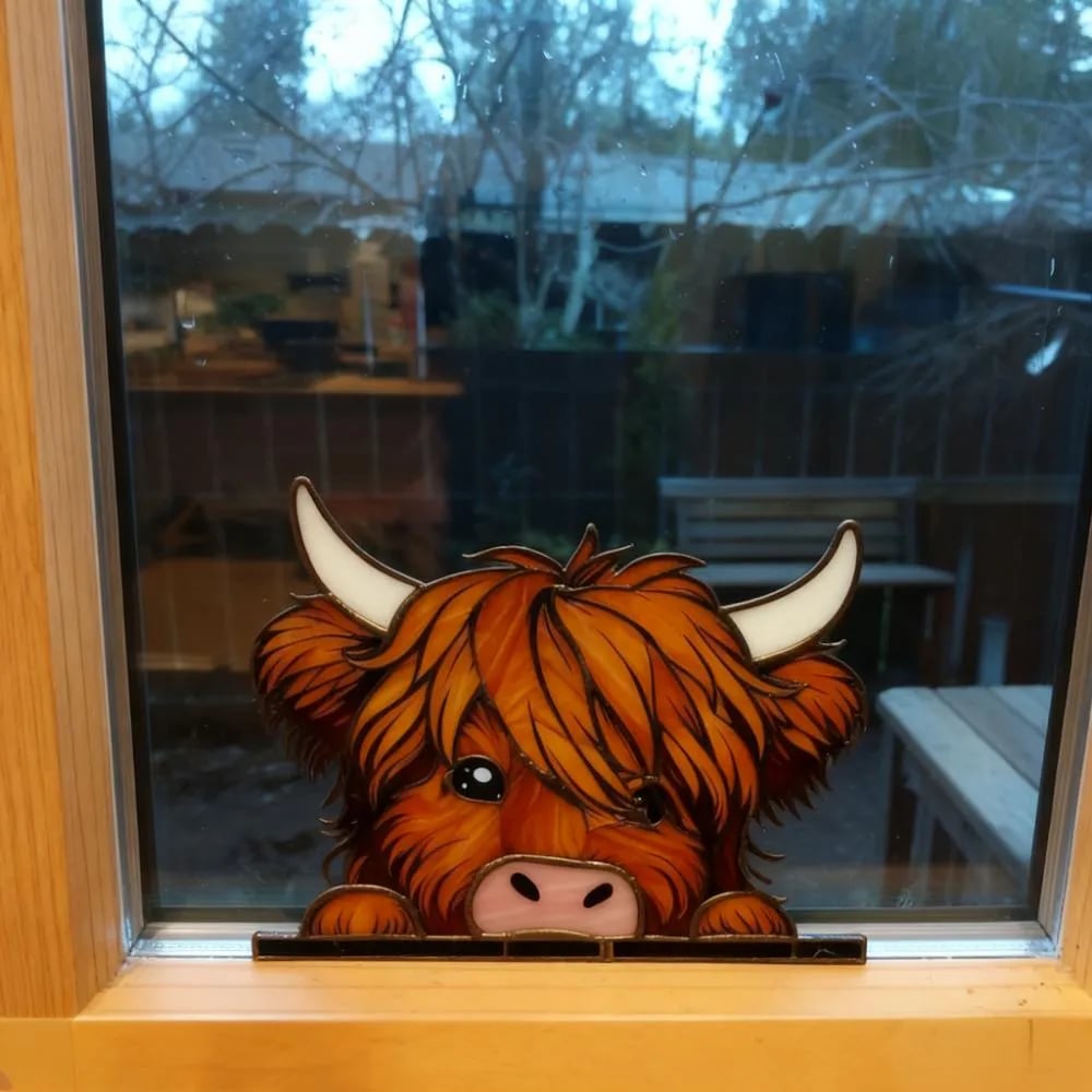 🔥LAST DAY 50% OFF - 🎄Handmade🐮Highland Cow Window Corner Decor