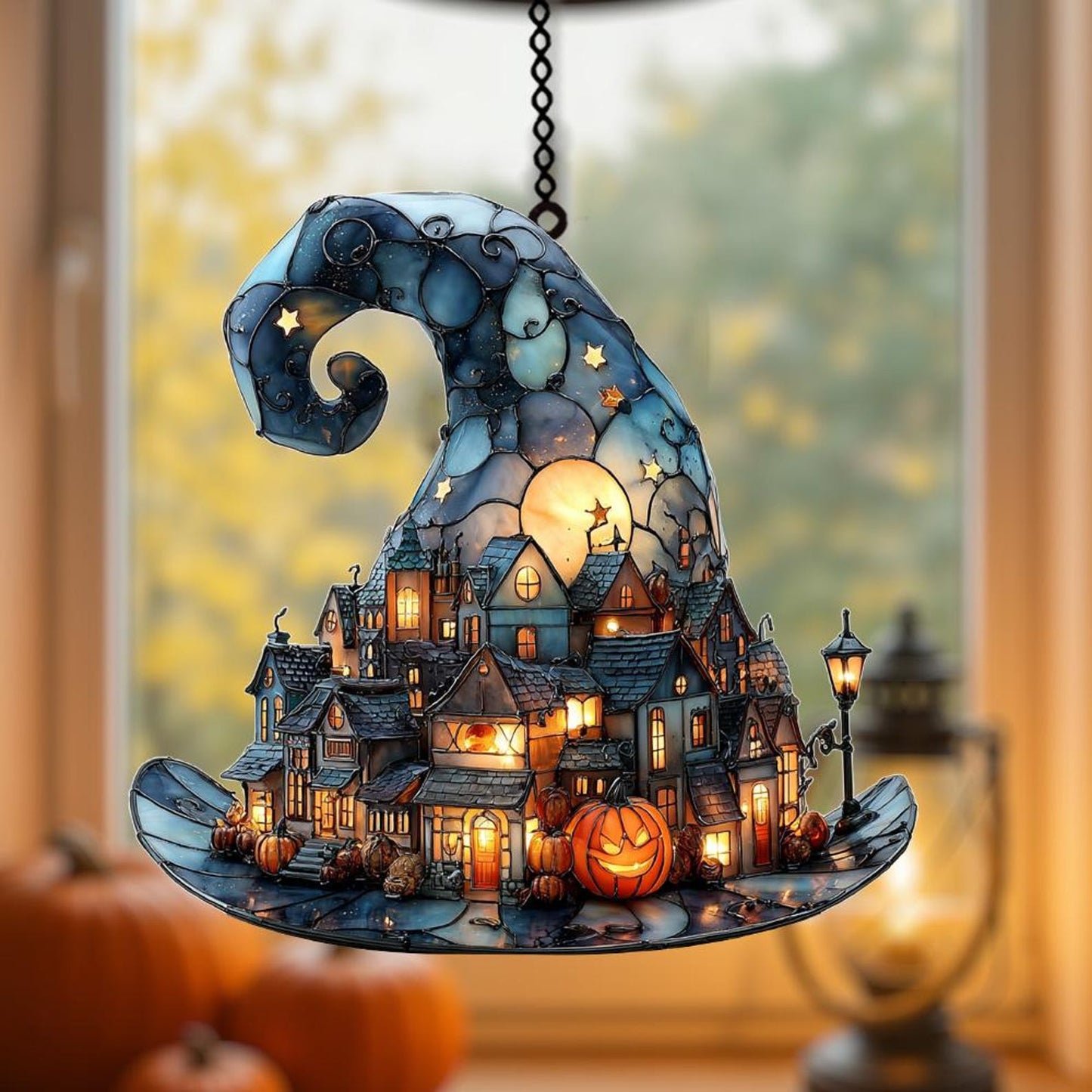 🔥2025 Witch Hat Village Colorful Glass Suncatcher