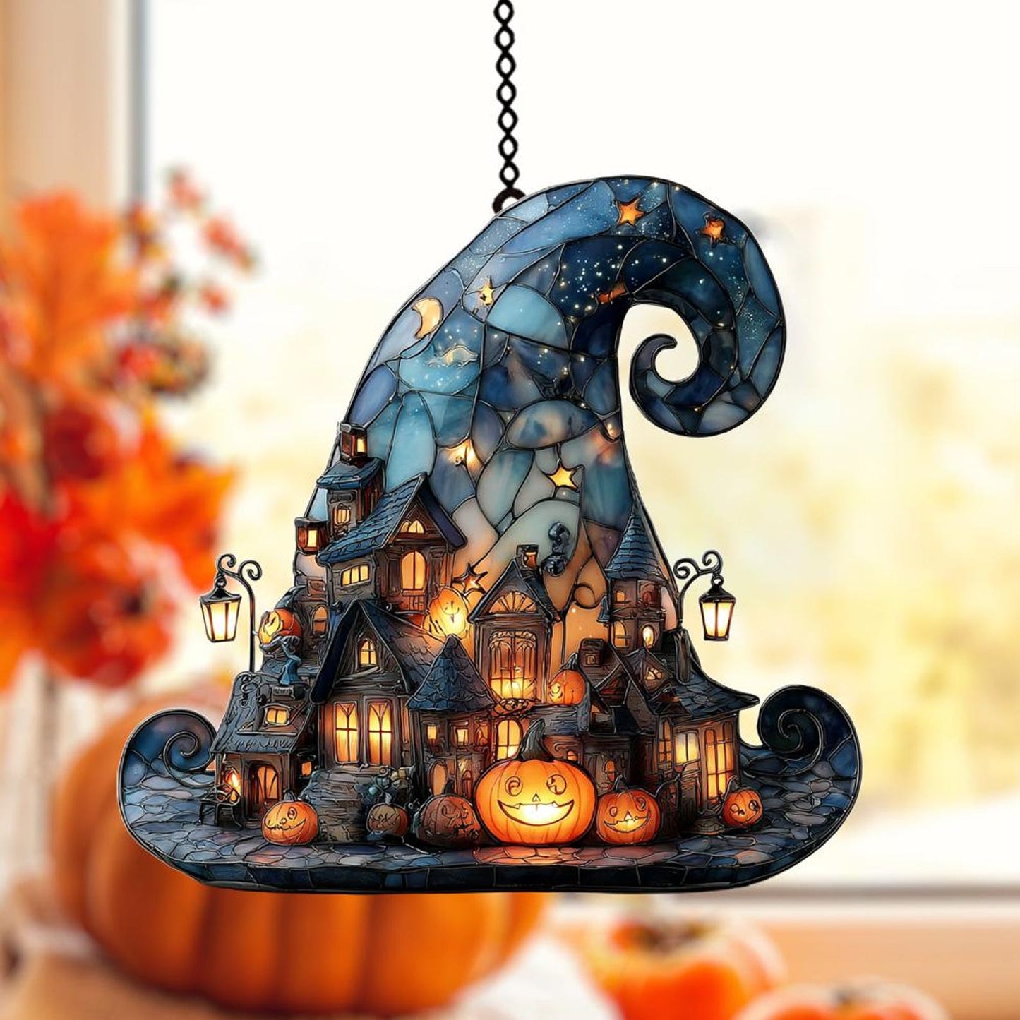 🔥2025 Witch Hat Village Colorful Glass Suncatcher