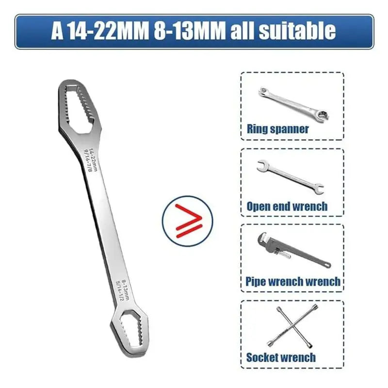 Universal Car Wrench,8-22mm Self-tightening Wrench,Double-head Torx Spanner,Non-Slip Multi-function Wrench for Most Nuts & Bolts Repair,Professional Car Assembly & Disassembly Tool.