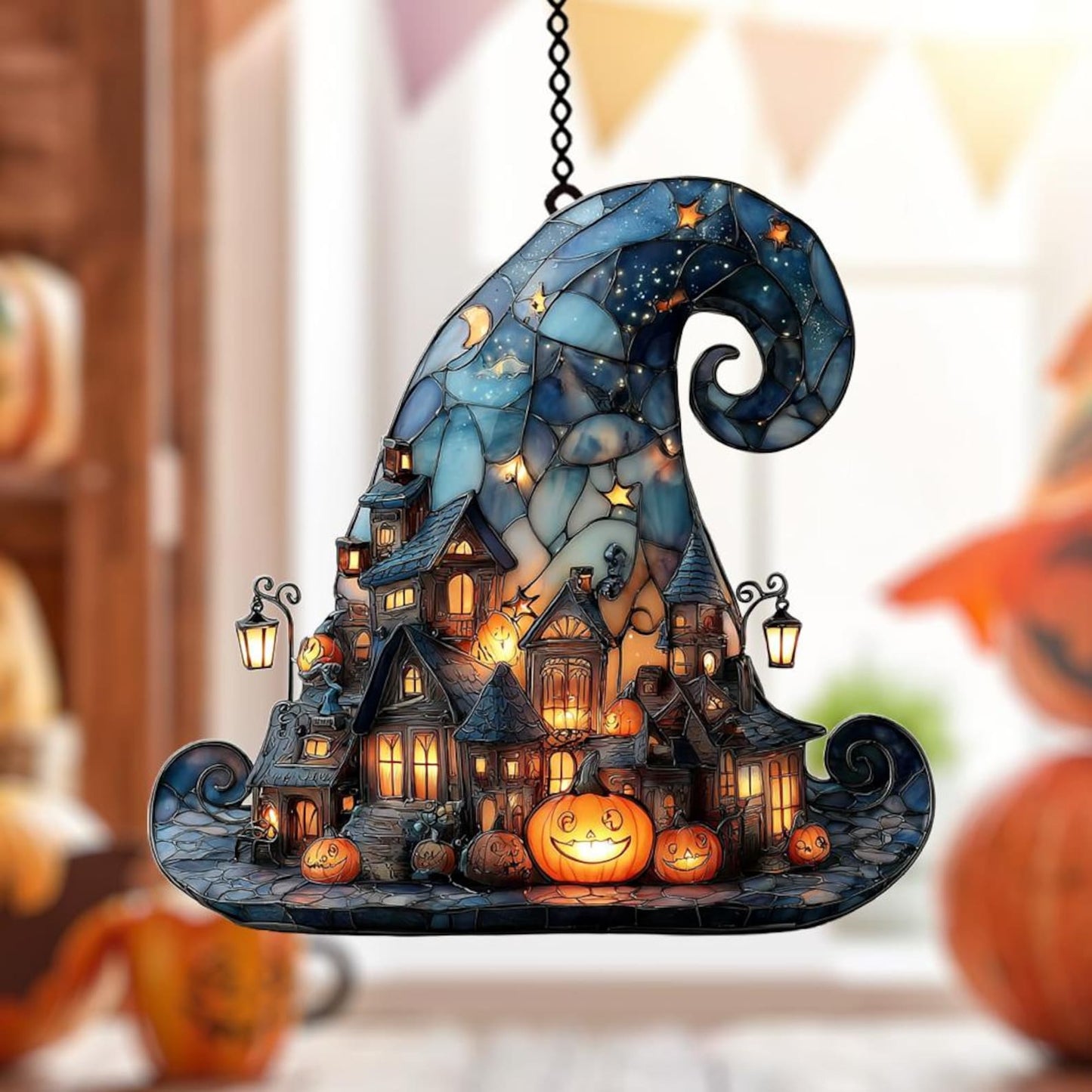🔥2025 Witch Hat Village Colorful Glass Suncatcher
