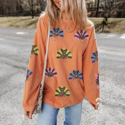 🍂 The Ultimate Thanksgiving Sweater🧡Sequined Top for Family & Friends