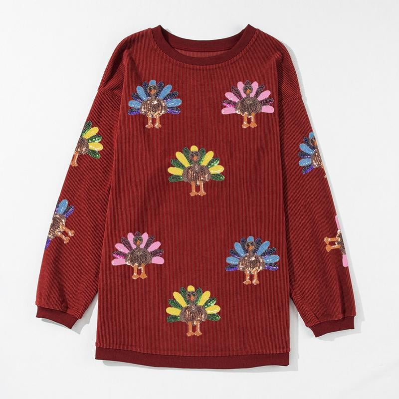🍂 The Ultimate Thanksgiving Sweater🧡Sequined Top for Family & Friends