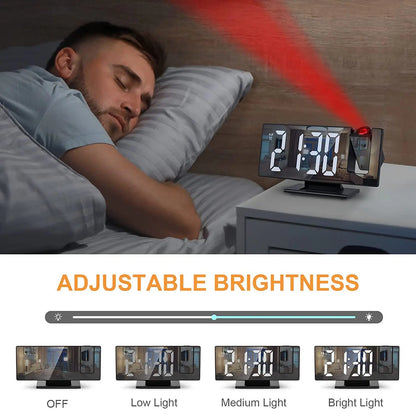 LED Projection Alarm Clock ⏰✨ Large Display, Rotating Projector, Brightness Control & Voice Mode 📽️🌙