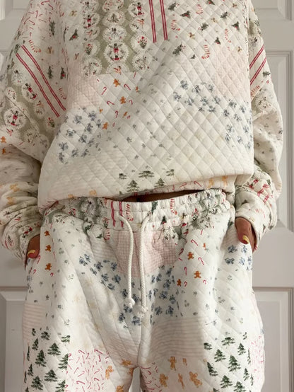 🎅Christmas Bestseller! - ❄️🧣Christmas Holiday Quilted Mockneck Sweatshirt Set(✨Same as in the video)