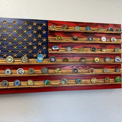 ⚡️LAST DAY 49% OFF - 🇺🇸Challenge Coin Display Rack Holder - Rustic American Flag - 🎁BUY MORE SAVE MORE