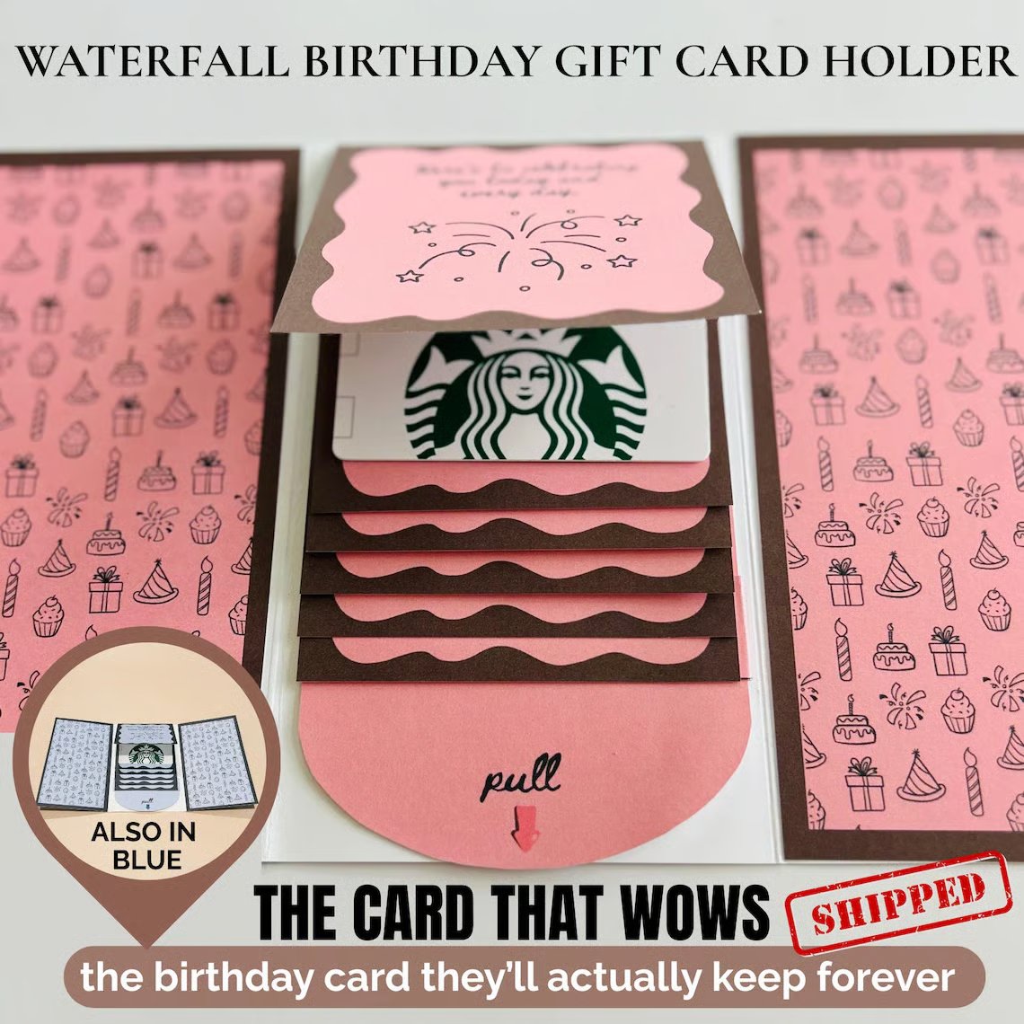 🎁LAST DAY 50% OFF - 🎂✨ Handmade Waterfall Birthday Gift Card Booklet