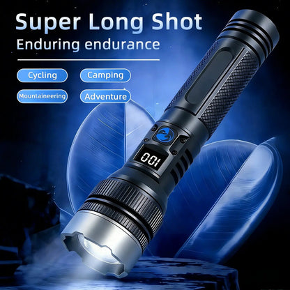 🔦 2-in-1 Flashlight + Power Bank💪 | Rechargeable Outdoor Emergency Camping Essential ⚡ | Black