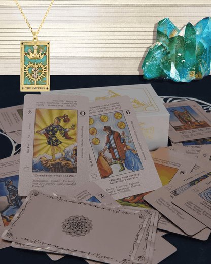 🔮Rose Gold Witchy Tarot Deck – Waterproof Foil & Guide Book for Beginners