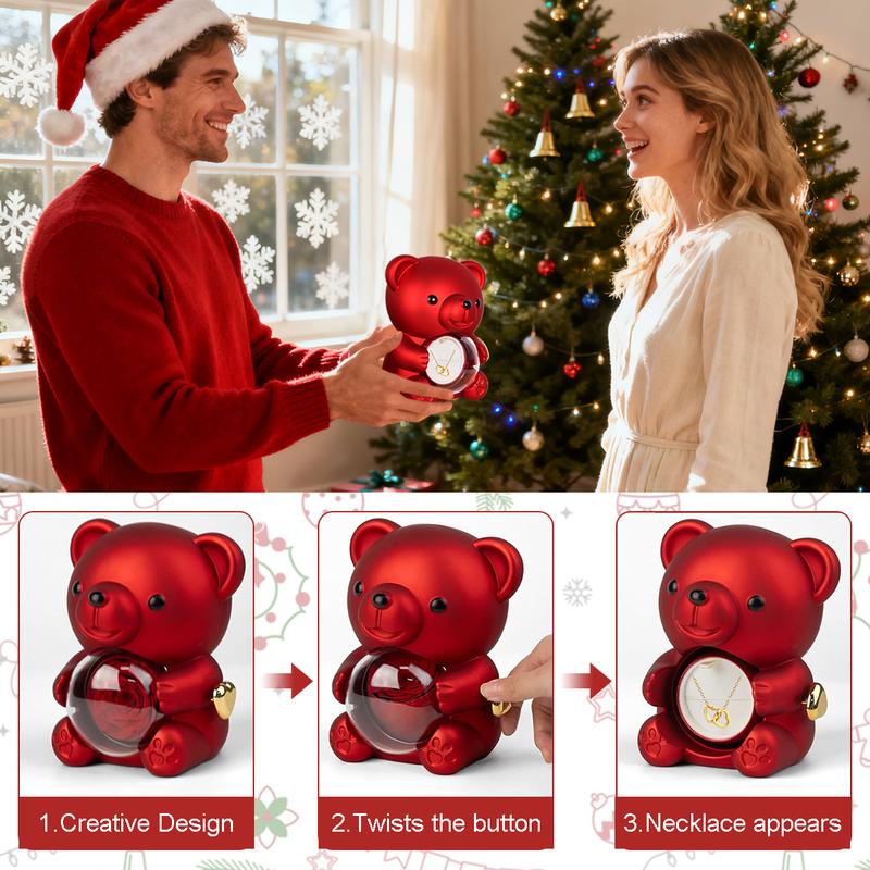 🐻❤️Cute Teddy Bear with Preserved Rose(✨Necklace Included)