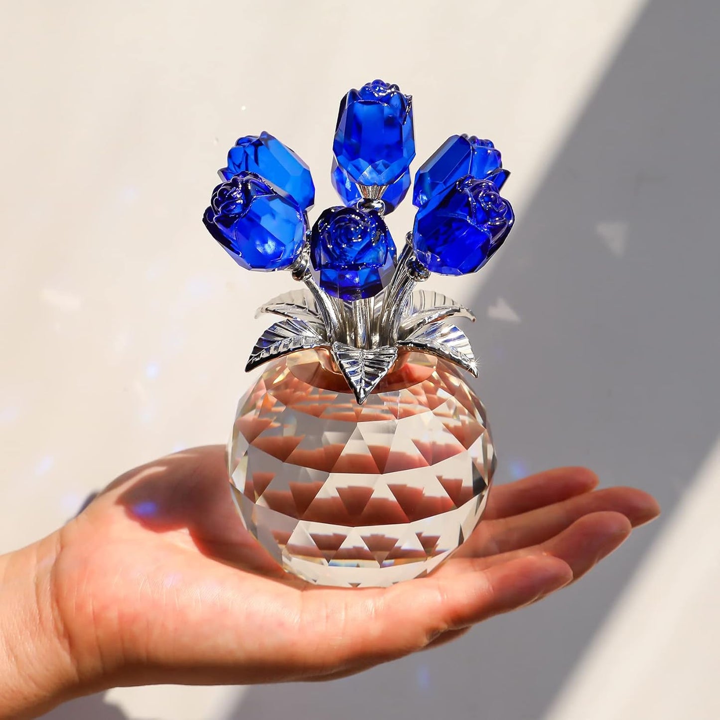 ⏰Last 4 hours Sale: Save 50%-Crystal Colorful Rose Flower Collectible Figurine with Vase