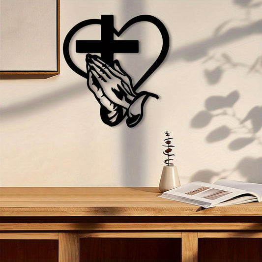100% Handmade Elegant Metal Christian Heart & Cross Wall Art