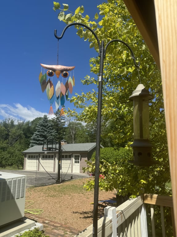 Handmade Rainbow Glass Owl Wind Chime
