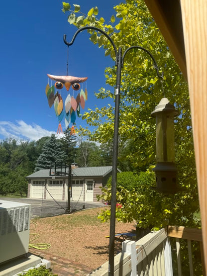 Handmade Rainbow Glass Owl Wind Chime