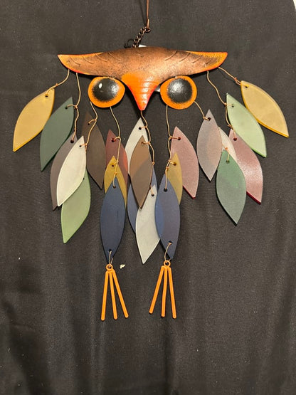 Handmade Rainbow Glass Owl Wind Chime