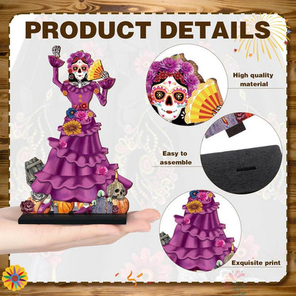 Day of The Dead Decor Set Mexican Sugar Skull Table Centerpieces Dia De Los Muertos Altar Skeleton Decor for Halloween Fiesta Tiered Tray Party Favor