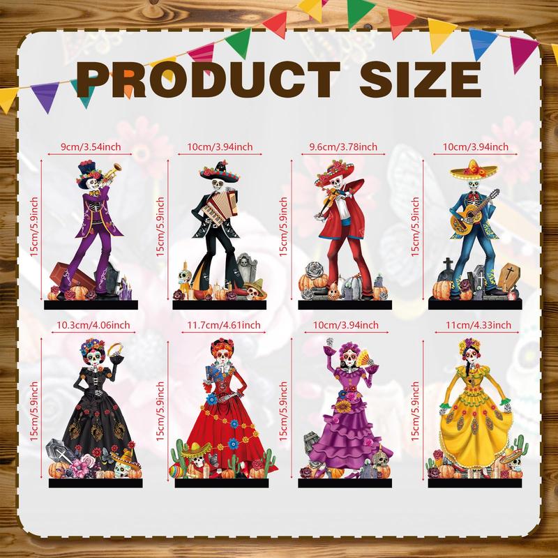 Day of The Dead Decor Set Mexican Sugar Skull Table Centerpieces Dia De Los Muertos Altar Skeleton Decor for Halloween Fiesta Tiered Tray Party Favor