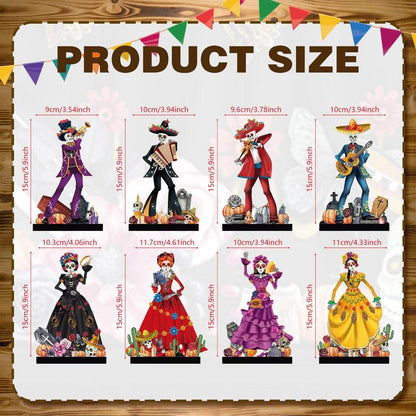 Day of The Dead Decor Set Mexican Sugar Skull Table Centerpieces Dia De Los Muertos Altar Skeleton Decor for Halloween Fiesta Tiered Tray Party Favor