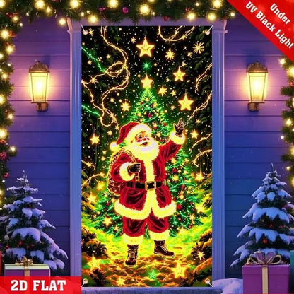 🔥LAST DAY 49% OFF - ✨UV Activated Night Glow Fluorescent Christmas Door Cover Party Banner🌟
