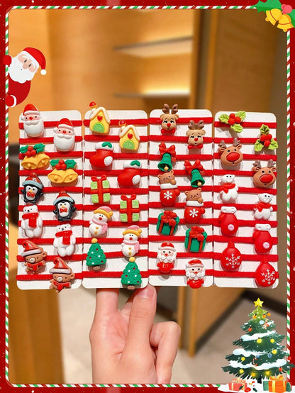 🎁Christmas Hot Sale - 🎄10pcs/Set Cute Christmas Hair Scrunchies, Ideal For Holiday Hairstyles🎀