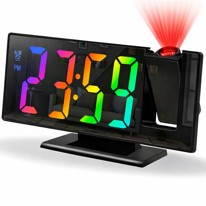 LED Projection Alarm Clock ⏰✨ Large Display, Rotating Projector, Brightness Control & Voice Mode 📽️🌙