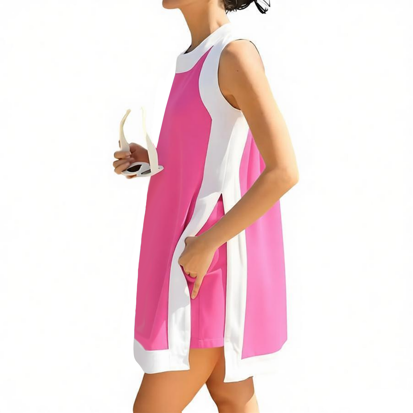 🔥New Arrival 49% OFF🔥Women's 2 Piece Sets Casual Color Block Crewneck Short Sleeve Pullover Tops Matching Shorts with Pockets