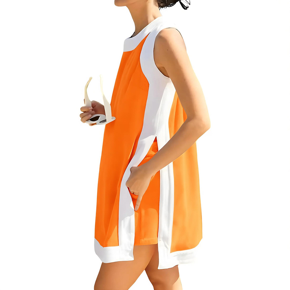 🔥New Arrival 49% OFF🔥Women's 2 Piece Sets Casual Color Block Crewneck Short Sleeve Pullover Tops Matching Shorts with Pockets